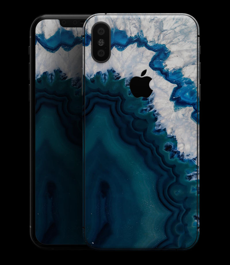 Bright Blue Agate Slice - iPhone XS MAX, XS/X, 8/8+, 7/7+, 5/5S/SE Skin-Kit (All iPhones Available)