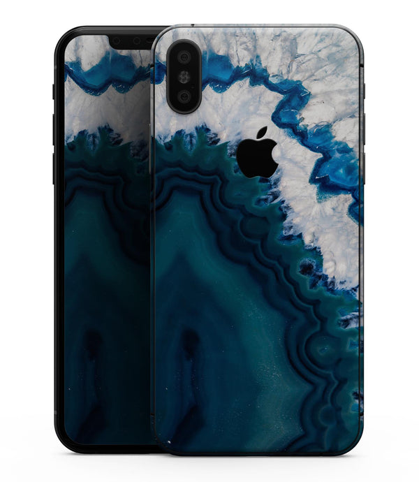 Bright Blue Agate Slice - iPhone XS MAX, XS/X, 8/8+, 7/7+, 5/5S/SE Skin-Kit (All iPhones Available)