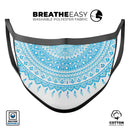 Bright Blue Circle Mandala v3 - Made in USA Mouth Cover Unisex Anti-Dust Cotton Blend Reusable & Washable Face Mask with Adjustable Sizing for Adult or Child