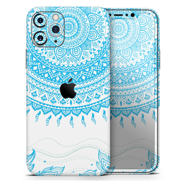 Bright Blue Circle Mandala v3 - Skin-Kit compatible with the Apple iPhone 13, 13 Pro Max, 13 Mini, 13 Pro, iPhone 12, iPhone 11 (All iPhones Available)