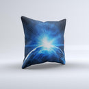 Bright Blue Earth Light Flash Ink-Fuzed Decorative Throw Pillow