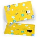 Bright Blue Flowers and Egg Pattern - Premium Protective Decal Skin-Kit for the Apple Credit Card