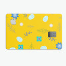 Bright Blue Flowers and Egg Pattern - Premium Protective Decal Skin-Kit for the Apple Credit Card