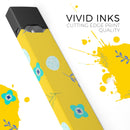 Bright Blue Flowers and Egg Pattern - Premium Decal Protective Skin-Wrap Sticker compatible with the Juul Labs vaping device