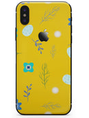 Bright Blue Flowers and Egg Pattern - iPhone X Skin-Kit