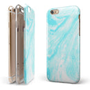 Bright Blue Textured Marble iPhone 6/6s or 6/6s Plus 2-Piece Hybrid INK-Fuzed Case