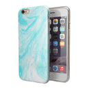 Bright Blue Textured Marble iPhone 6/6s or 6/6s Plus 2-Piece Hybrid INK-Fuzed Case