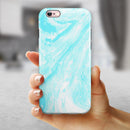 Bright Blue Textured Marble iPhone 6/6s or 6/6s Plus 2-Piece Hybrid INK-Fuzed Case