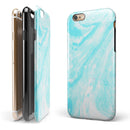 Bright Blue Textured Marble iPhone 6/6s or 6/6s Plus 2-Piece Hybrid INK-Fuzed Case