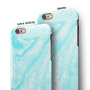 Bright Blue Textured Marble iPhone 6/6s or 6/6s Plus 2-Piece Hybrid INK-Fuzed Case