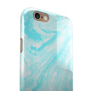 Bright Blue Textured Marble iPhone 6/6s or 6/6s Plus 2-Piece Hybrid INK-Fuzed Case