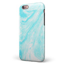 Bright Blue Textured Marble iPhone 6/6s or 6/6s Plus 2-Piece Hybrid INK-Fuzed Case
