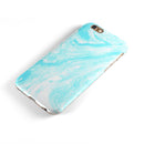 Bright Blue Textured Marble iPhone 6/6s or 6/6s Plus 2-Piece Hybrid INK-Fuzed Case