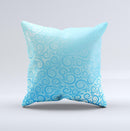 Bright Blue Vector Spiral Pattern ink-Fuzed Decorative Throw Pillow