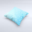 Bright Blue Vector Spiral Pattern ink-Fuzed Decorative Throw Pillow