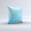Bright Blue Vector Spiral Pattern ink-Fuzed Decorative Throw Pillow