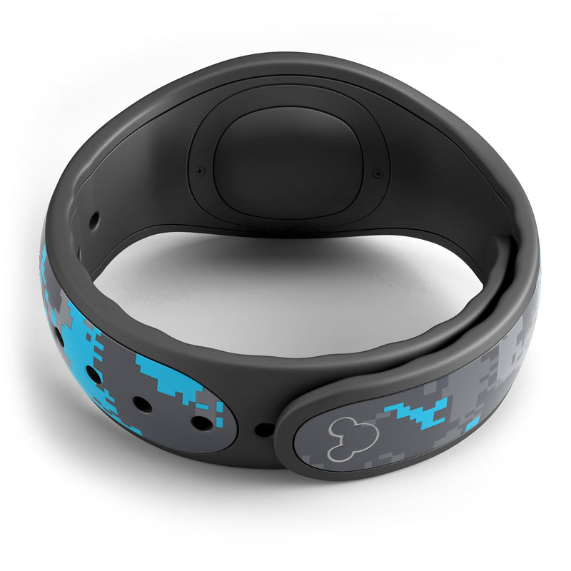 Bright Blue and Gray Digital Camouflage - Decal Skin Wrap Kit for the Disney Magic Band