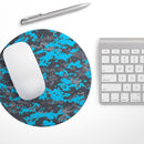 Bright Blue and Gray Digital Camouflage// WaterProof Rubber Foam Backed Anti-Slip Mouse Pad for Home Work Office or Gaming Computer Desk