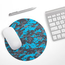 Bright Blue and Gray Digital Camouflage// WaterProof Rubber Foam Backed Anti-Slip Mouse Pad for Home Work Office or Gaming Computer Desk