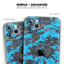 Bright Blue and Gray Digital Camouflage  - Protective Skin Wrap & Decal – Compatible with iPhone SE to iPhone 17 Pro Max (All Models)