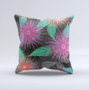 Bright Colorful Flower Sprouts ink-Fuzed Decorative Throw Pillow