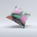 Bright Colorful Flower Sprouts ink-Fuzed Decorative Throw Pillow