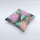 Bright Colorful Flower Sprouts ink-Fuzed Decorative Throw Pillow