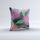 Bright Colorful Flower Sprouts ink-Fuzed Decorative Throw Pillow