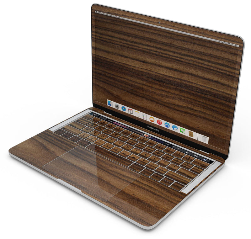 Bright Ebony Woodgrain - Skin Decal Wrap Kit Compatible with the Apple MacBook Pro, Pro with Touch Bar or Air (11", 12", 13", 15" & 16" - All Versions Available)