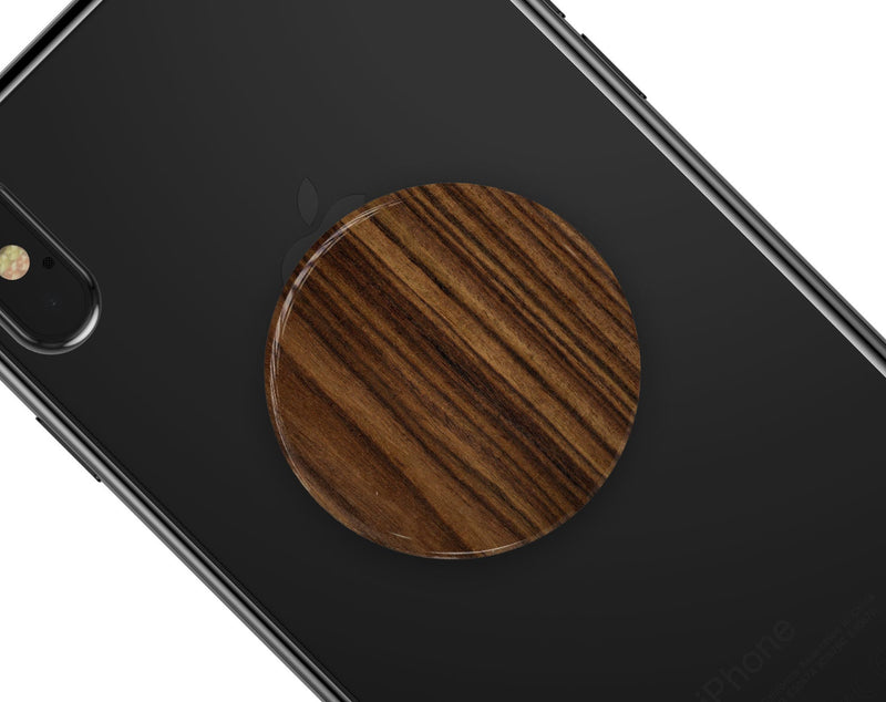 Bright Ebony Woodgrain - Skin Kit for PopSockets and other Smartphone Extendable Grips & Stands