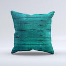 Bright Emerald Green Wood Planks ink-Fuzed Decorative Throw Pillow