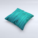 Bright Emerald Green Wood Planks ink-Fuzed Decorative Throw Pillow