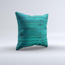 Bright Emerald Green Wood Planks ink-Fuzed Decorative Throw Pillow