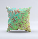 Bright Green Floral Laced Ink-Fuzed Decorative Throw Pillow