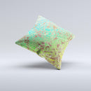 Bright Green Floral Laced Ink-Fuzed Decorative Throw Pillow