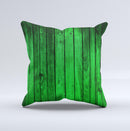 Bright Green Highlighted Wood Ink-Fuzed Decorative Throw Pillow