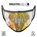 Bright Orange Ethnic Elephant - Made in USA Mouth Cover Unisex Anti-Dust Cotton Blend Reusable & Washable Face Mask with Adjustable Sizing for Adult or Child