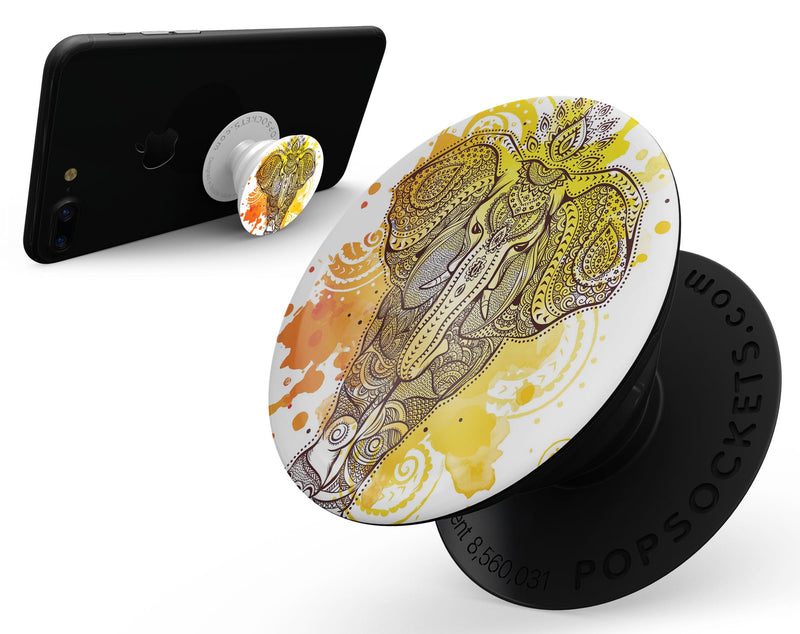 Bright Orange Ethnic Elephant - Skin Kit for PopSockets and other Smartphone Extendable Grips & Stands