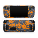 Bright Orange and Gray Digital Camouflage // Full Body Skin Decal Wrap Kit for the Steam Deck handheld gaming computer