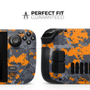Bright Orange and Gray Digital Camouflage // Full Body Skin Decal Wrap Kit for the Steam Deck handheld gaming computer