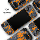 Bright Orange and Gray Digital Camouflage // Full Body Skin Decal Wrap Kit for the Steam Deck handheld gaming computer