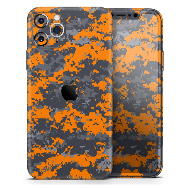 Bright Orange and Gray Digital Camouflage - Skin-Kit compatible with the Apple iPhone 13, 13 Pro Max, 13 Mini, 13 Pro, iPhone 12, iPhone 11 (All iPhones Available)