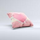 Bright Pink Heart Lace V3 ink-Fuzed Decorative Throw Pillow