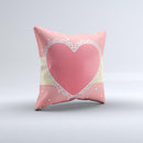 Bright Pink Heart Lace V3 ink-Fuzed Decorative Throw Pillow