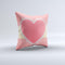 Bright Pink Heart Lace V3 ink-Fuzed Decorative Throw Pillow