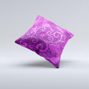 Bright Pink Purple Floral Paisley Ink-Fuzed Decorative Throw Pillow