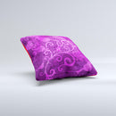 Bright Pink Purple Floral Paisley Ink-Fuzed Decorative Throw Pillow