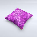 Bright Pink Purple Floral Paisley Ink-Fuzed Decorative Throw Pillow