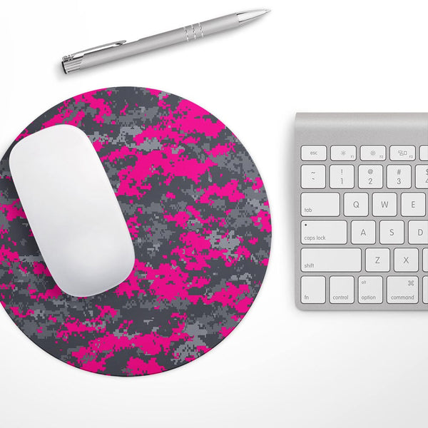 Bright Pink V2 and Gray Digital Camouflage// WaterProof Rubber Foam Backed Anti-Slip Mouse Pad for Home Work Office or Gaming Computer Desk