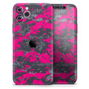 Bright Pink V2 and Gray Digital Camouflage  - Protective Skin Wrap & Decal – Compatible with iPhone SE to iPhone 17 Pro Max (All Models)
